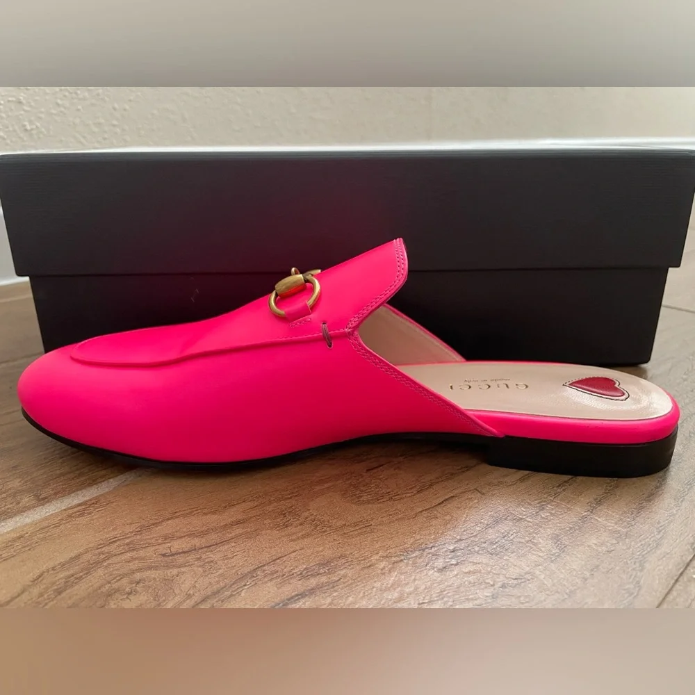 Gucci Hot Pink 37 1/2 Princetown Mules - Picture 11 of 16
